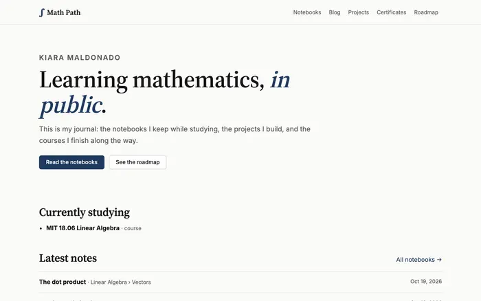 Math Path — Learning Mathematics in Public screenshot 1